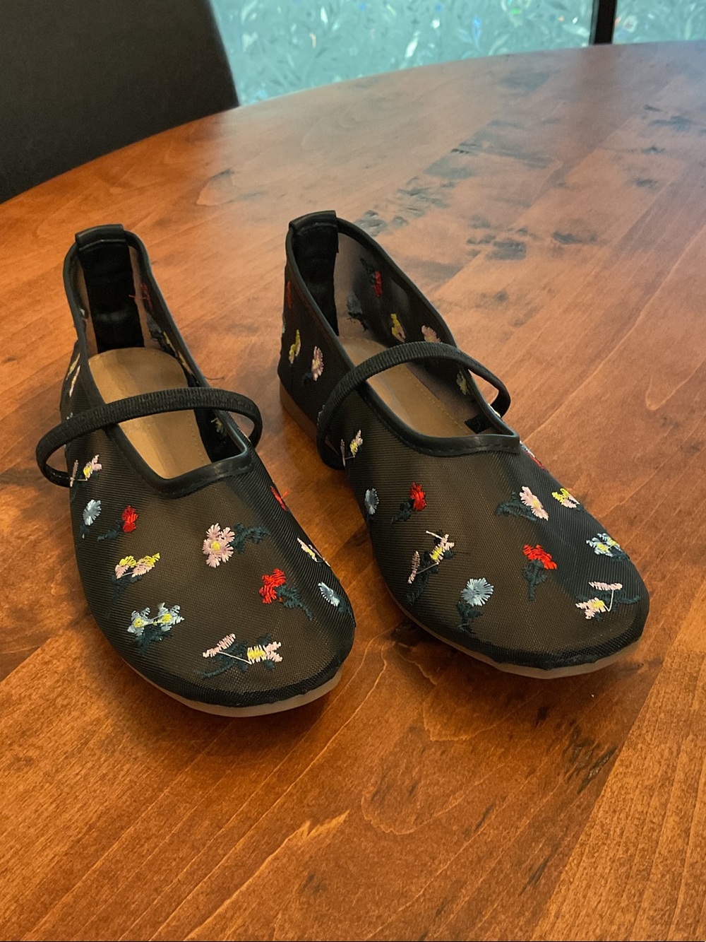 Atalina Black Floral Embroidered Mary Jane Dress Shoes